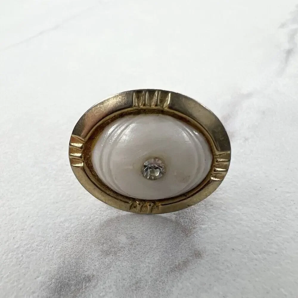 Vintage Gold Tone Rhinestone Single Cufflink